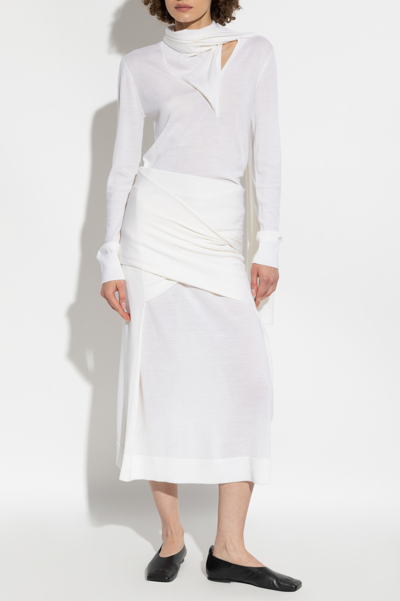 ワンピース TOTEME Women Mid Skirts 92500 252WRD0182FB0192 91052 Beige TOTEME Crinkled silk midi skirt | THE OUTNET